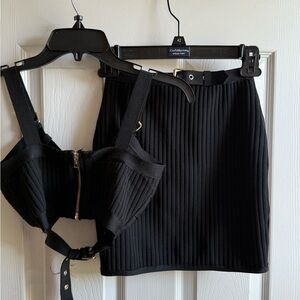 Cider Black Ribbed Skirt Set